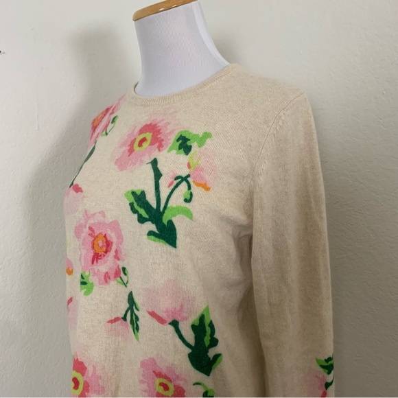 Frances Valentine Floral Intarsia Angora Lambswool Sweater Women’s S Pink Art - Picture 8 of 17